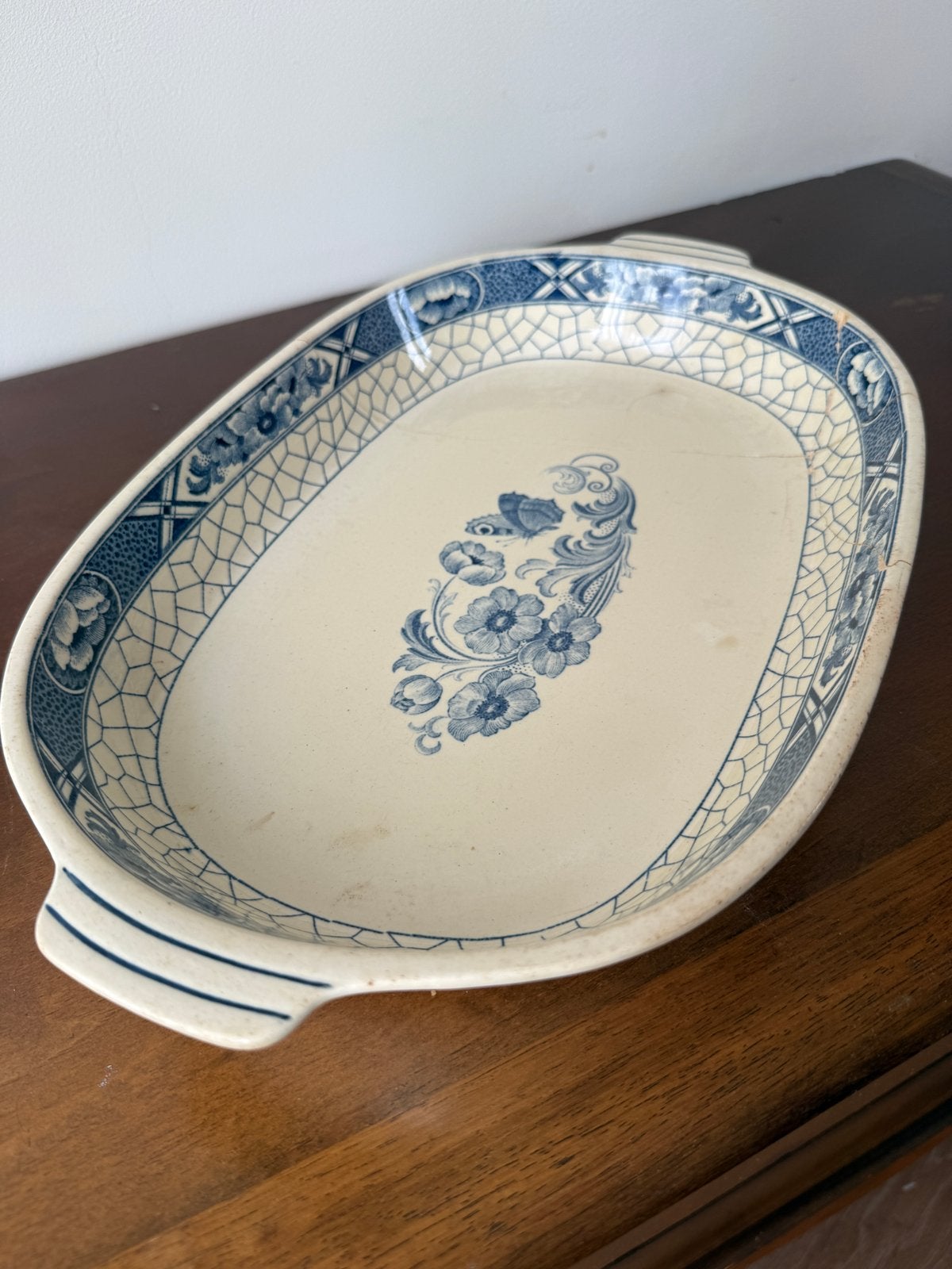 3 x Antieke dekschalen - Butterfly, Antiek en Kunst, Ophalen