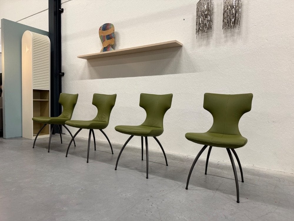 4 Nieuw Leolux Callas Eetkamerstoel groen stoel