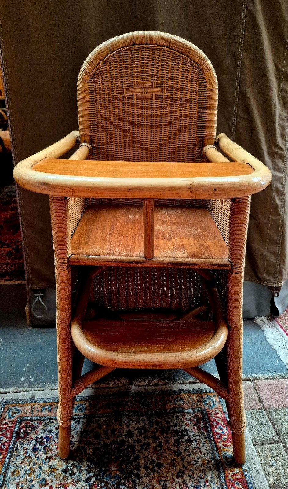 vintage, rotan/rieten kinderstoel, Ophalen, Gebruikt, Overige typen