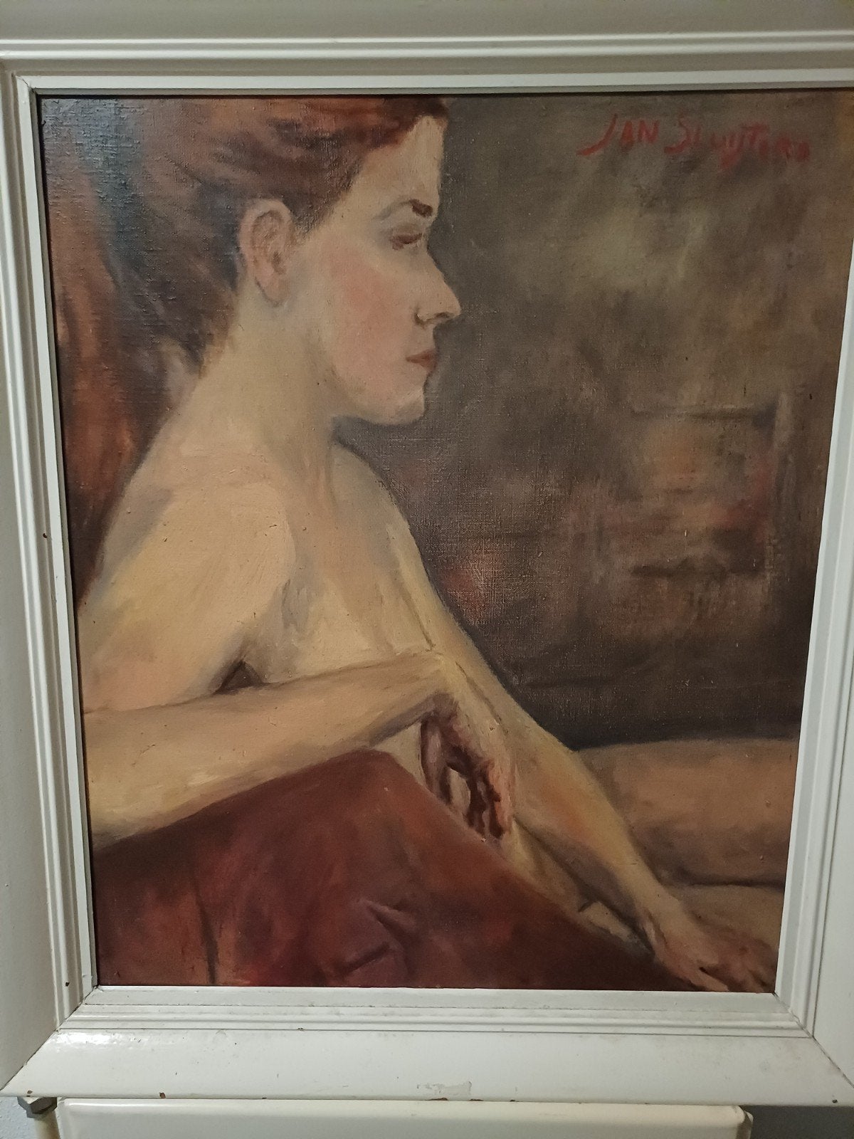 schilderij van een naakt te vrouw gesigneerd Jan sluiters, Ophalen of Verzenden