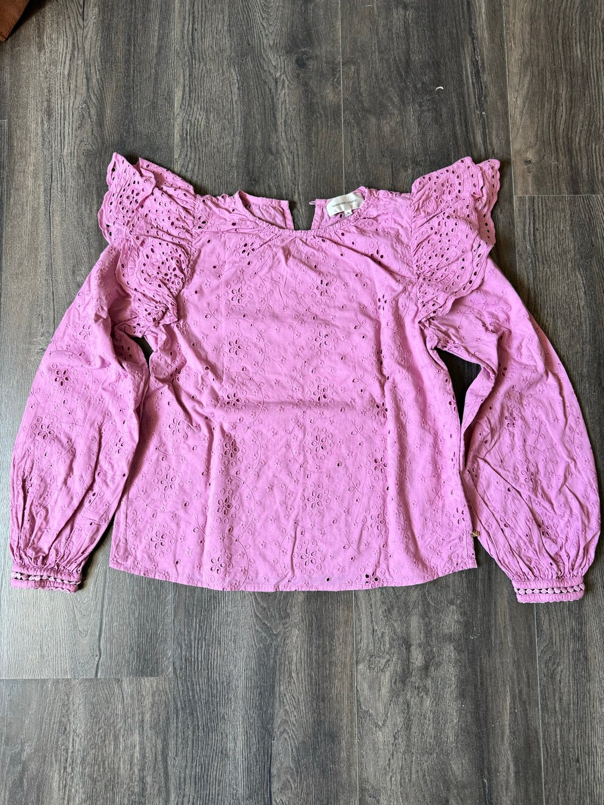 Fabienne Chapot Roze Blouse met Broderie en Ruches, Ophalen of Verzenden, Zo goed als nieuw, Maat 34 (XS) of kleiner, Roze