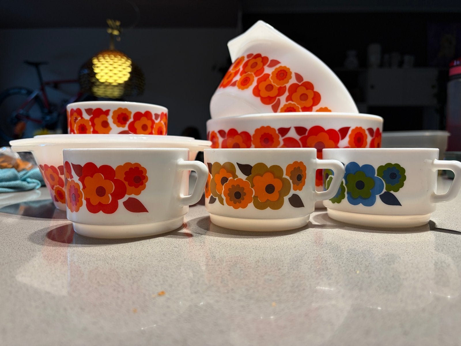 Retro- Vintage Pyrex 'Orange Flower' servies, Ophalen of Verzenden