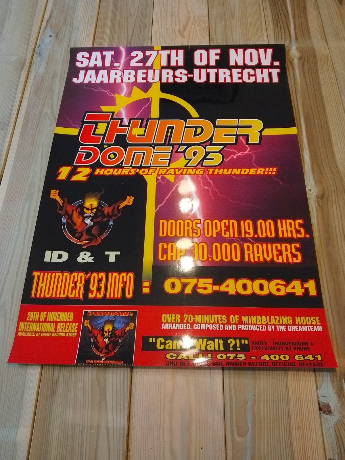 Thunderdome 1993 Utrecht poster hardcore gabber ID&T, Verzamelen, Posters, Ophalen of Verzenden