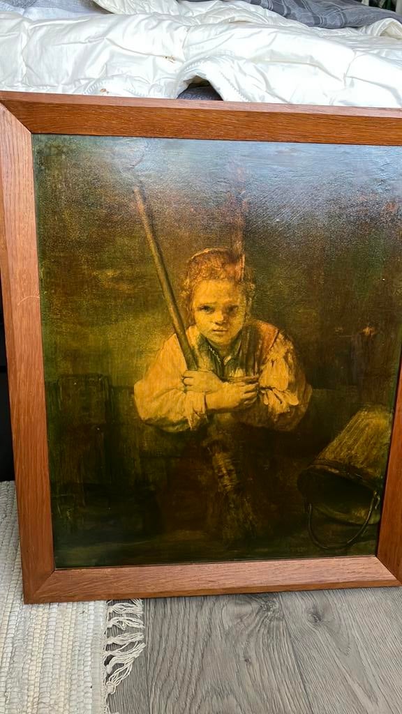 Rembrandt - meisje met de bezem replica, Antiek en Kunst, Ophalen