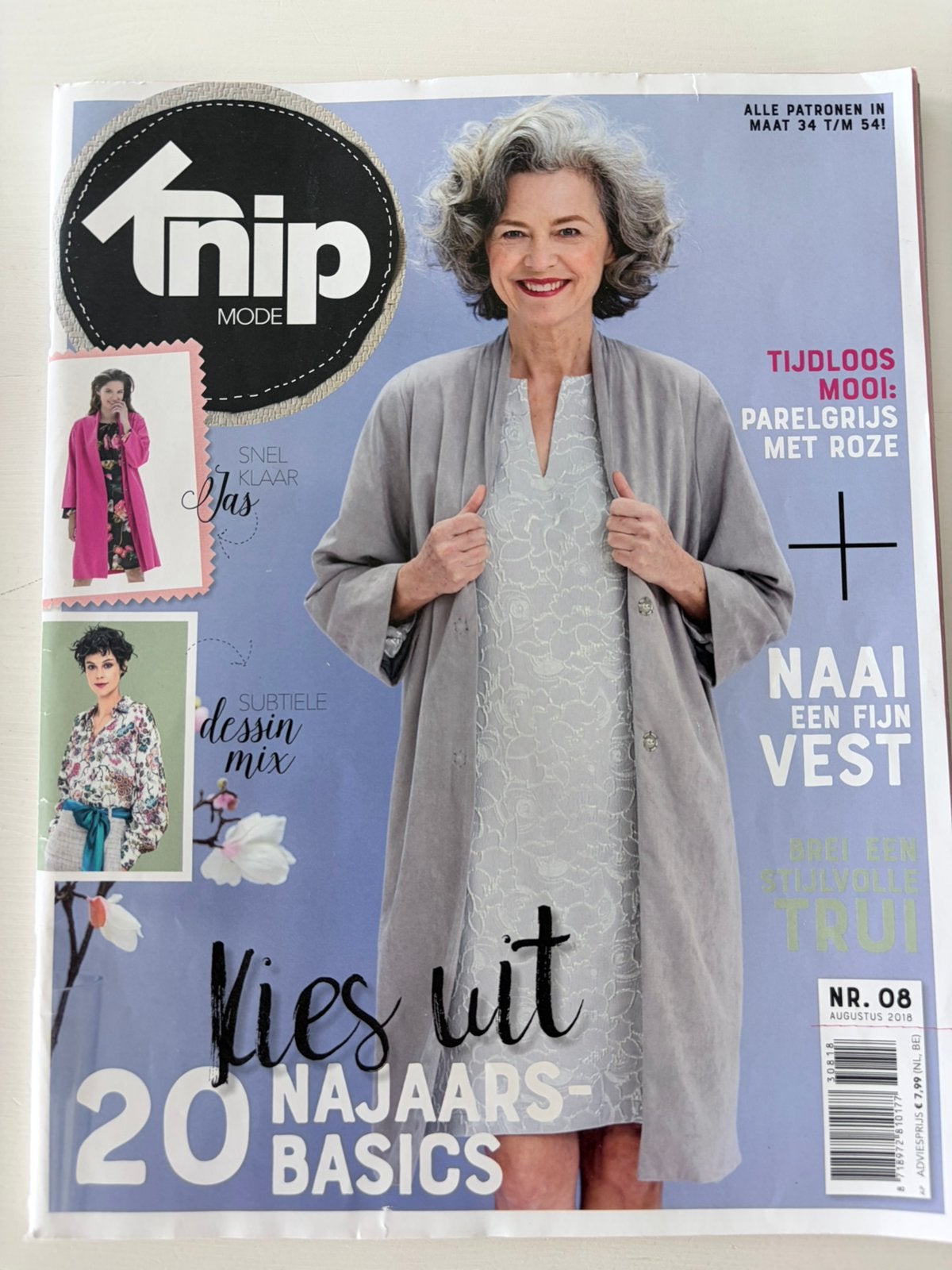 Knip mode nr 8 augustus 2018, Hobby en Vrije tijd, Ophalen of Verzenden, Zo goed als nieuw, Vrouw, Knipmode