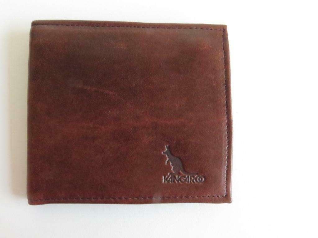 Kangaroo cognac bruine leren portemonnee bifold, Ophalen of Verzenden, Zo goed als nieuw, Bruin, Overige merken