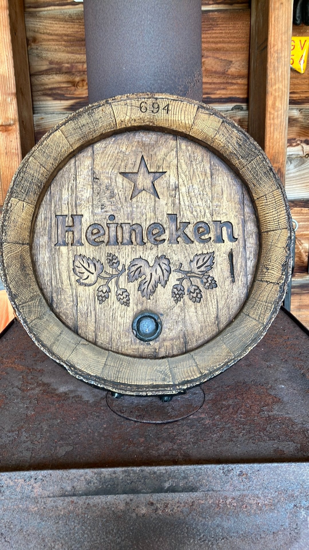Heineken biervat decoratie - Houten look, Ophalen, Gebruikt