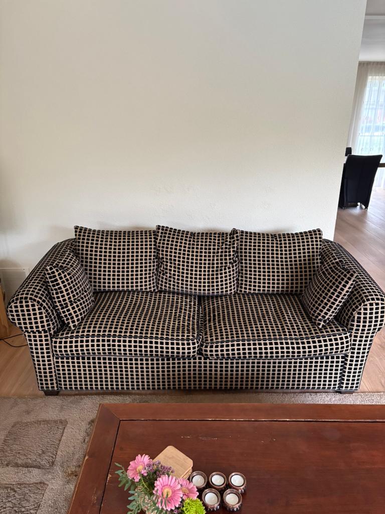 Zeer mooie zwart/camel fluwelen 3 zits bank van Bench, Huis en Inrichting, Banken | Bankstellen, Ophalen, Gebruikt, Driepersoons