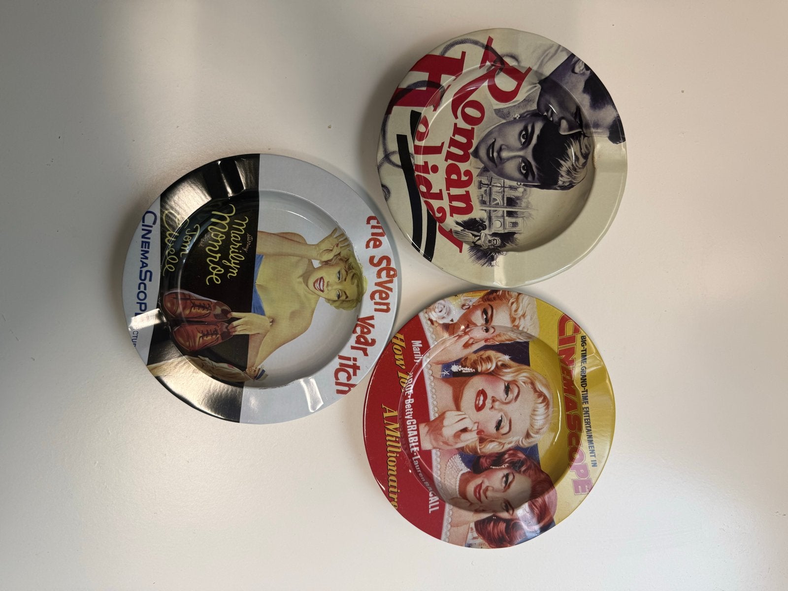 Set van 3 vintage asbakken met filmposters, Ophalen of Verzenden, Overige typen