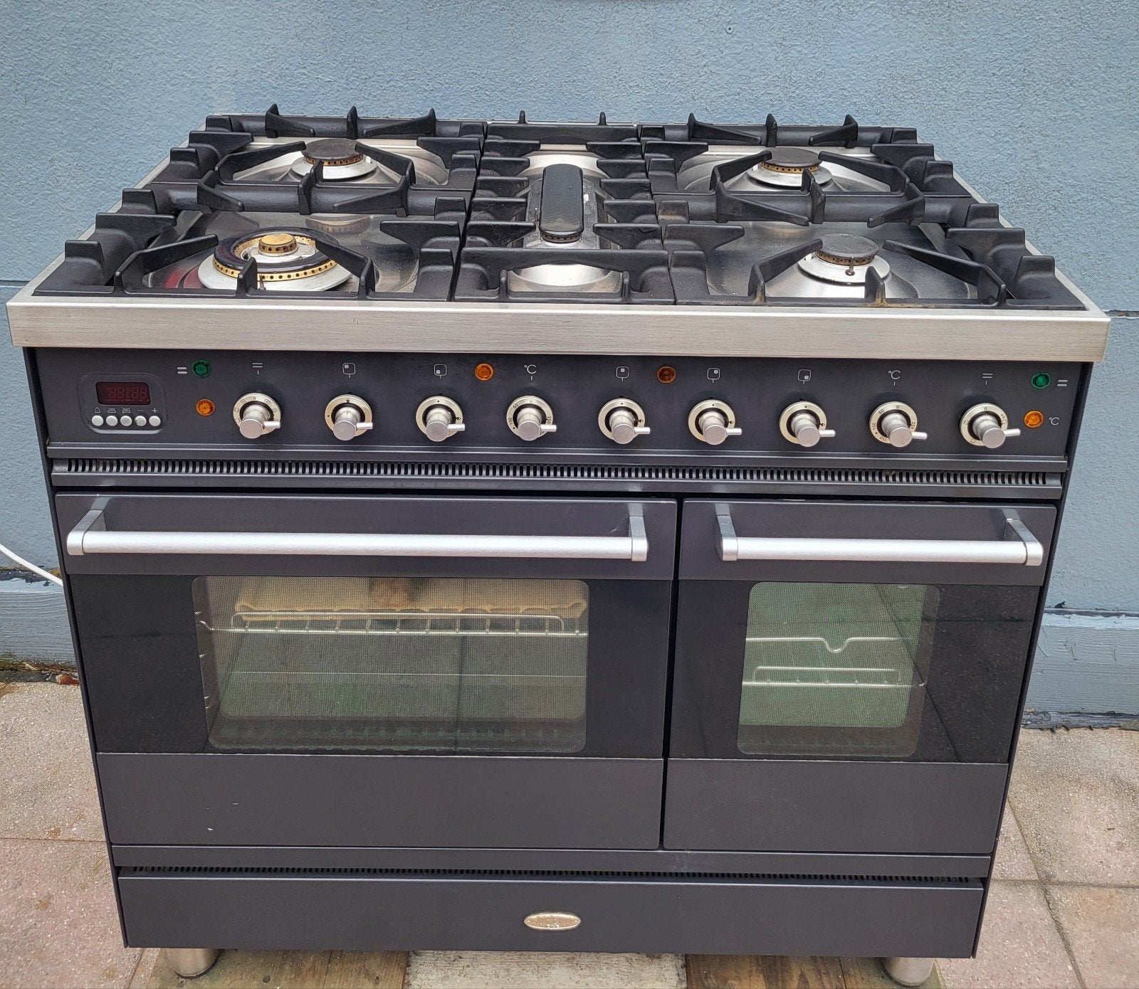 Vrijstaand Gasfornuis met Dubbele Oven - Zwart, Gebruikt, 60 cm of meer, Ophalen of Verzenden, Gas