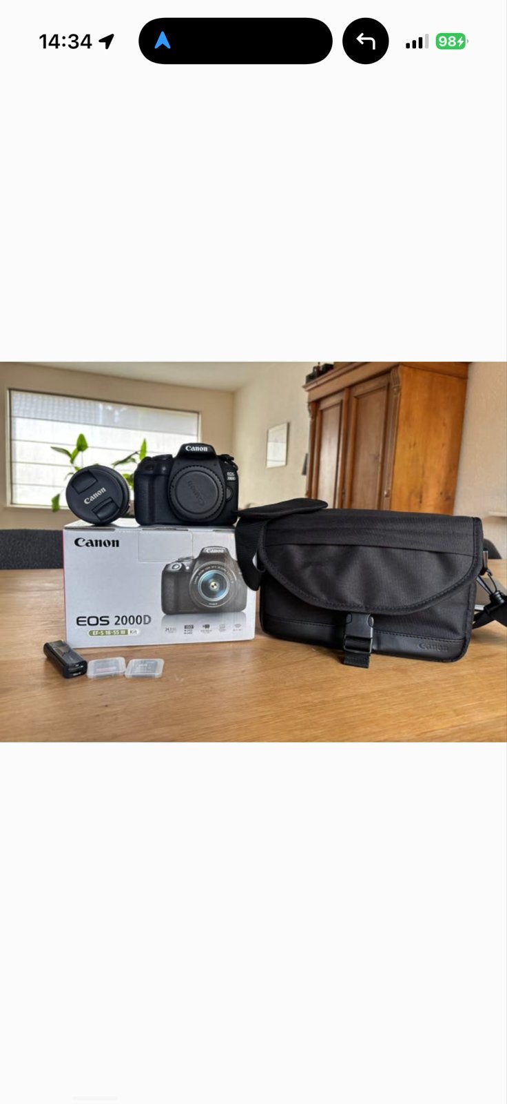 Canon EOS 2000D Spiegelreflexcamera met EF-S 18-55mm lens, Ingebouwde flitser, Spiegelreflex, Canon, Ophalen of Verzenden