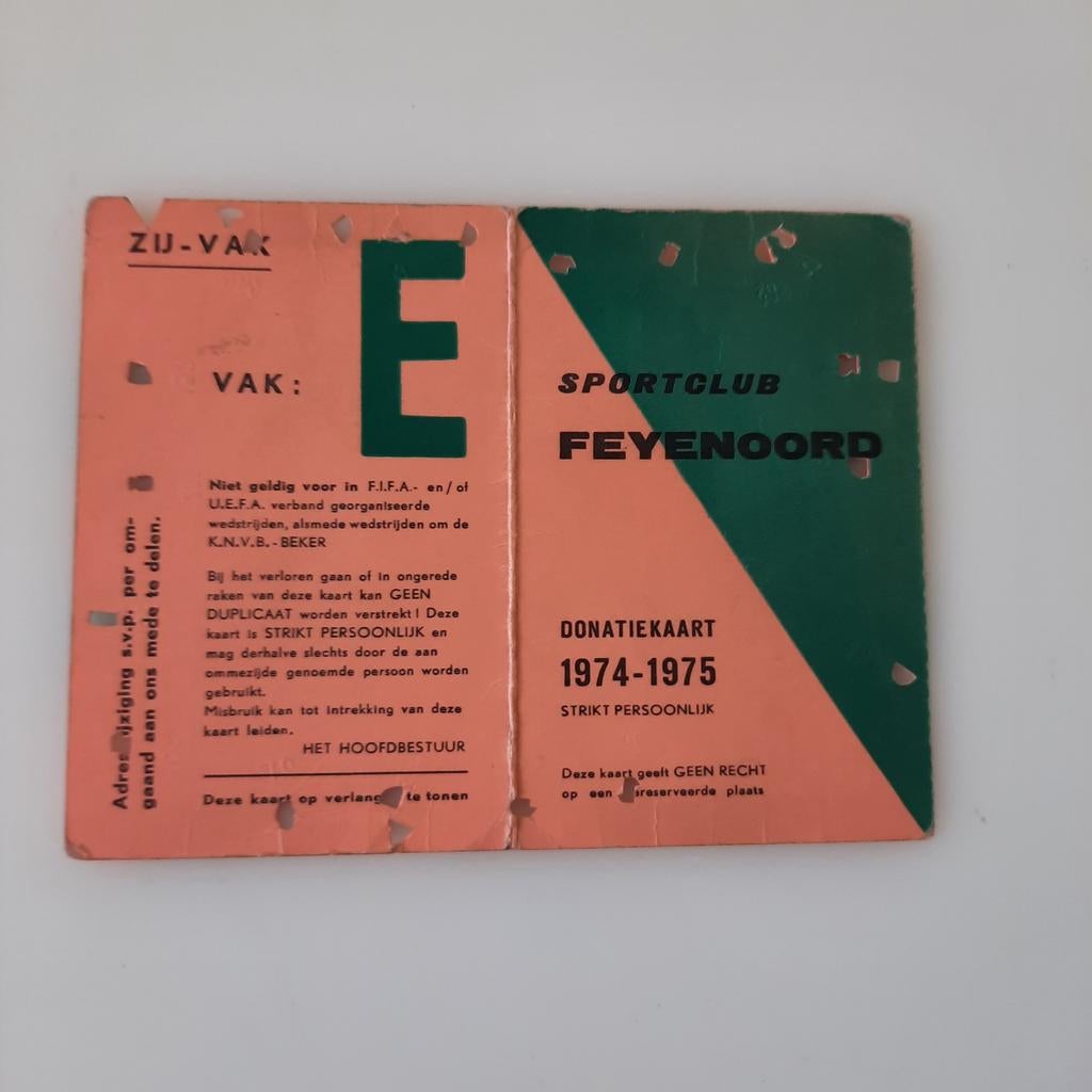 FEYENOORD Seizoenkaart 1974-1975, Ophalen of Verzenden, Gebruikt, Feyenoord