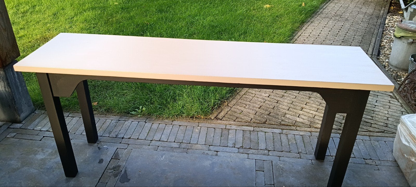 Side table lei kleur zwarte poten, Huis en Inrichting, Ophalen, Landelijk, 150 tot 200 cm, Grenenhout