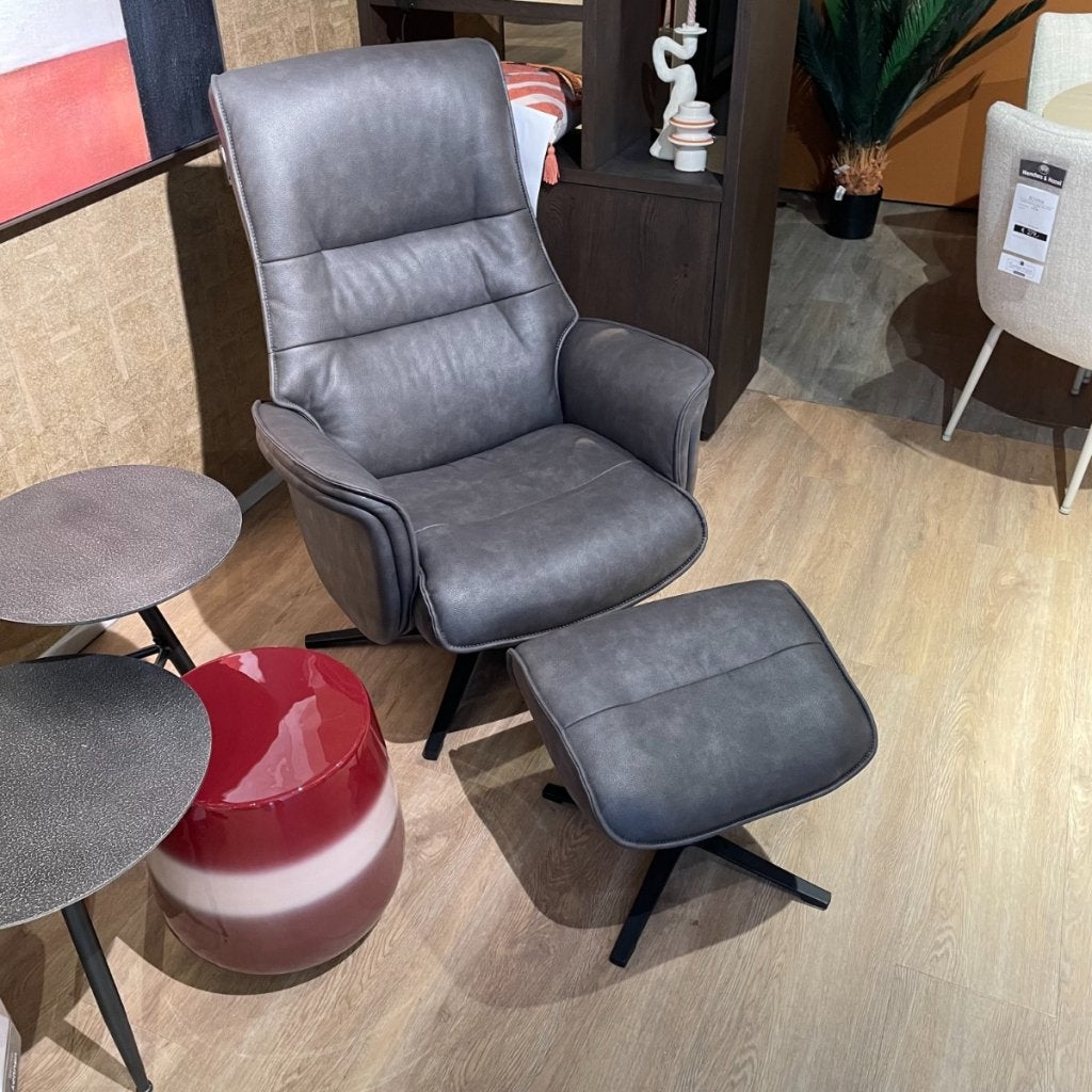 Fauteuil met Poef Pala Lotis Antraciet - Henders & Hazel, Niet ingevuld, Niet ingevuld, Niet ingevuld