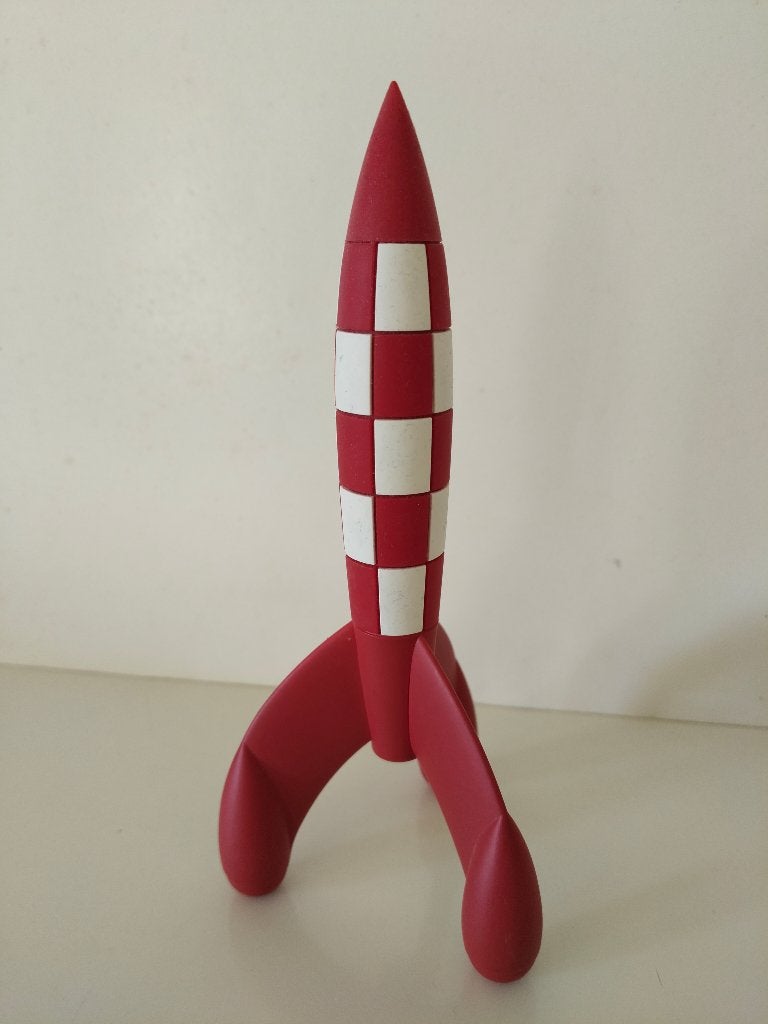 Kuifje naar de maan Raket beeldje 17cm en sleutelhanger, Verzamelen, Ophalen, Kuifje, Zo goed als nieuw, Beeldje of Figuurtje