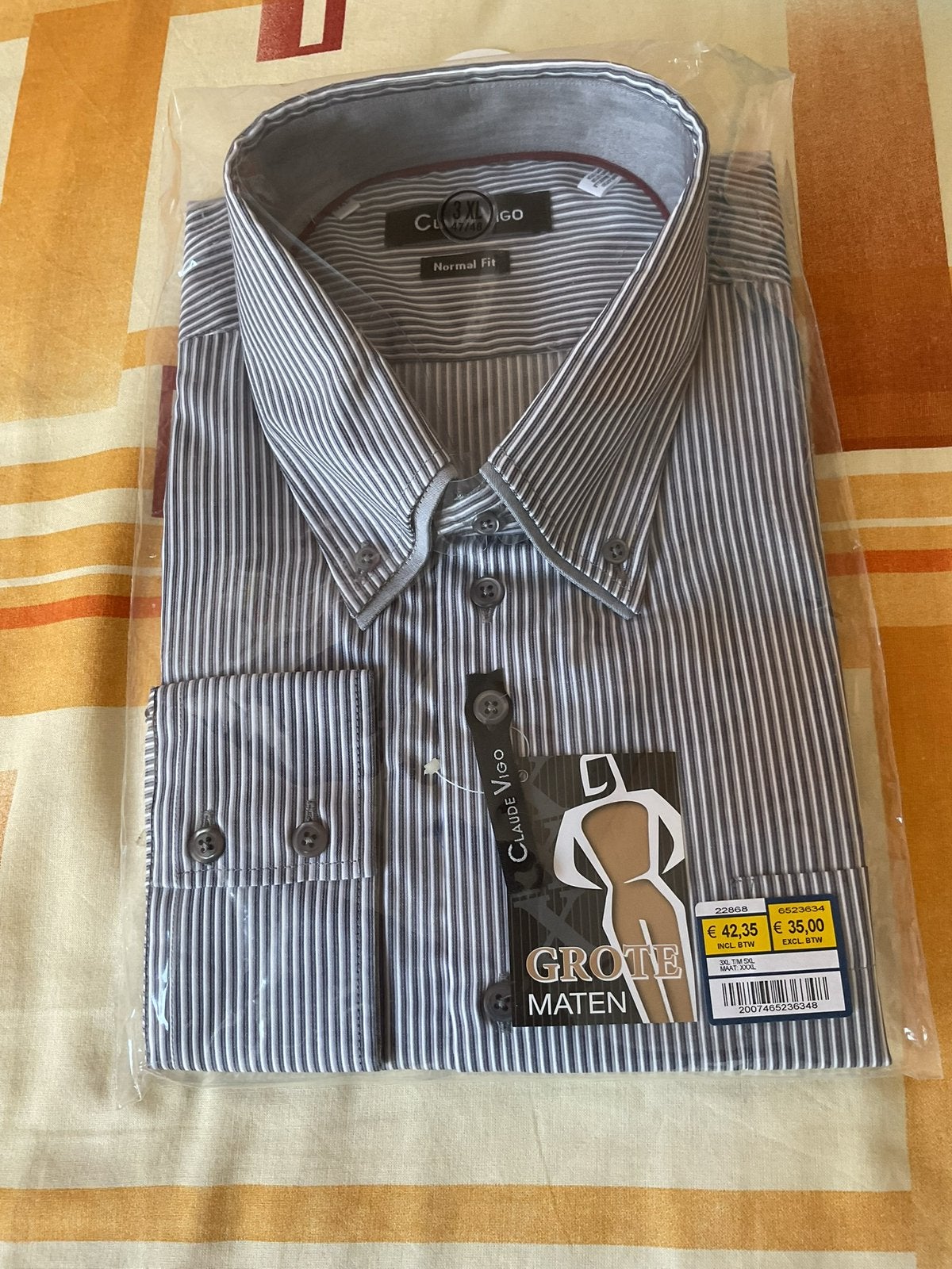 Nieuw heren overhemd. Claude Vigo.  Maat 3 XL, Kleding | Heren, Nieuw, Ophalen of Verzenden, Overige halswijdtes, Wit