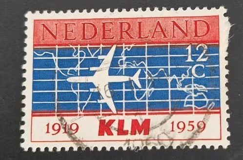 Nederland 1959 - nvph 729 - 40 jaar KLM  - ab1, Postzegels en Munten, Ophalen of Verzenden, Na 1940, Gestempeld