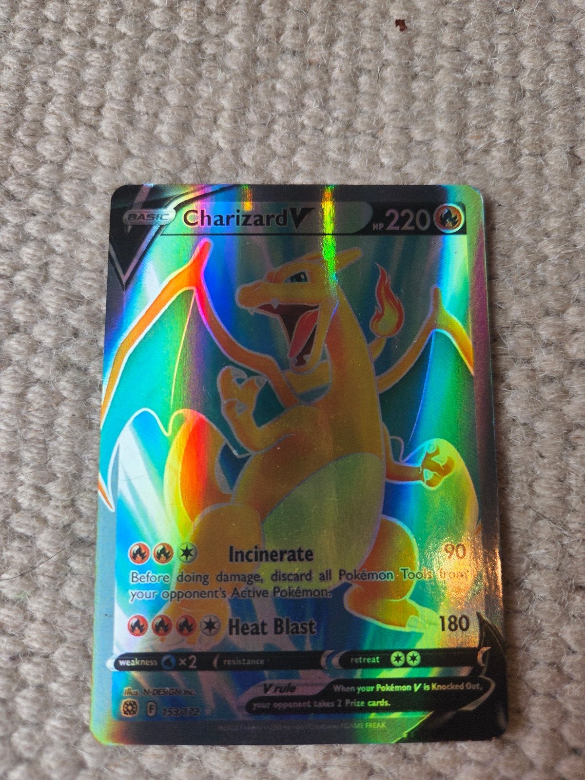 Charizard V SWSH050 Promo Pokémon Kaart, Ophalen of Verzenden, Zo goed als nieuw, Losse kaart, Foil