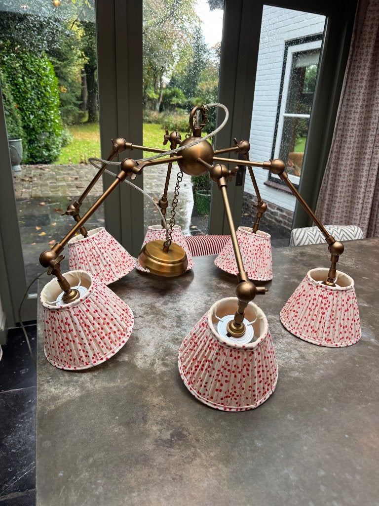 Originele Pooky lamp– messing – 6 lampenkapjes, Ophalen, Overige materialen, B22 (Bajonetsluiting), Engels / eclectisch