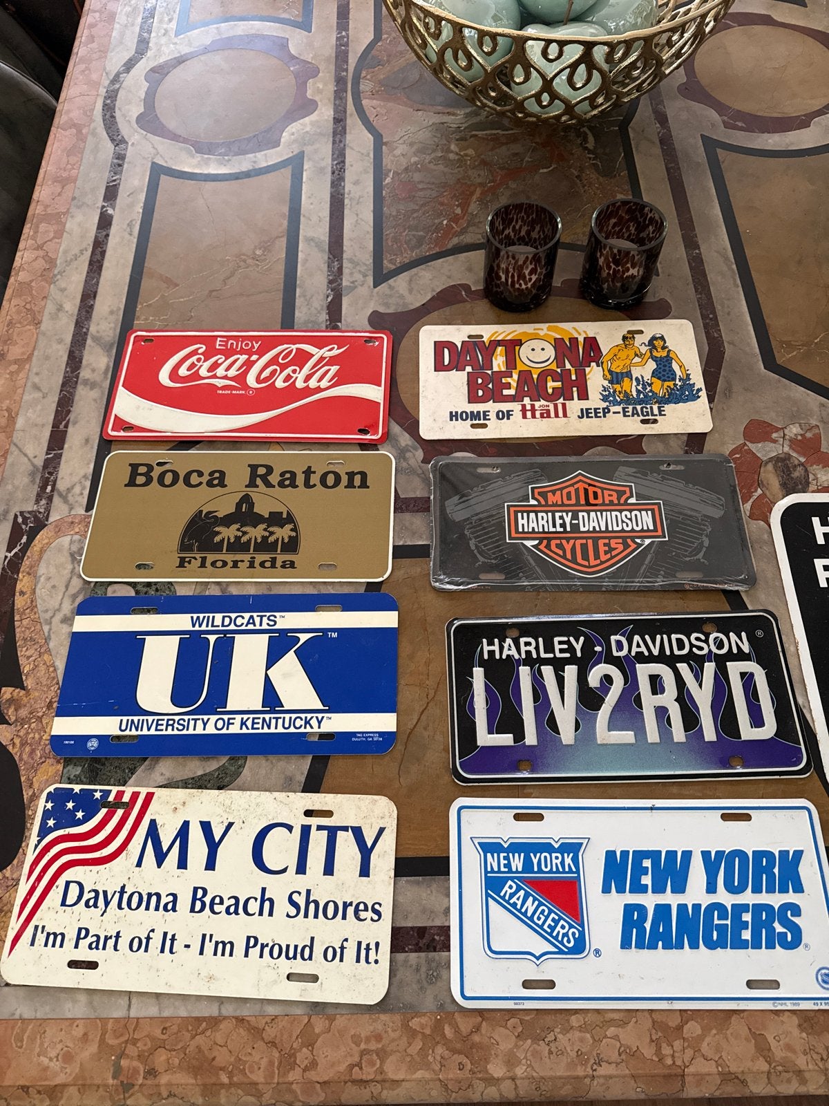 Diverse decoratieve platen: Harley, Coca-Cola, kentekens, Verzamelen, Ophalen of Verzenden, Gebruikt, Motoren