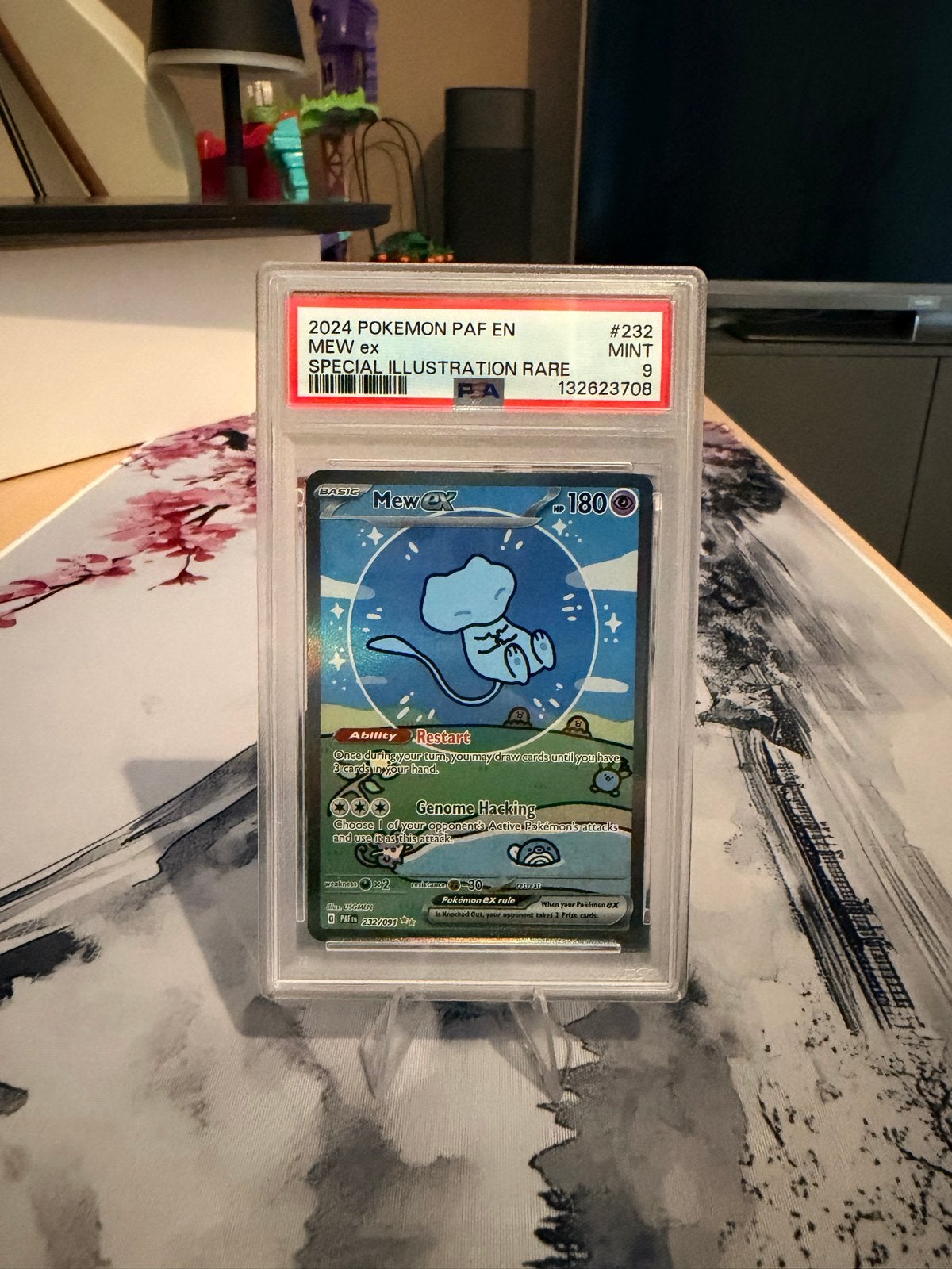 PAF Mew ex Special Illustration Rare PSA 9 - Pokémon Kaart, Ophalen of Verzenden, Zo goed als nieuw, Losse kaart