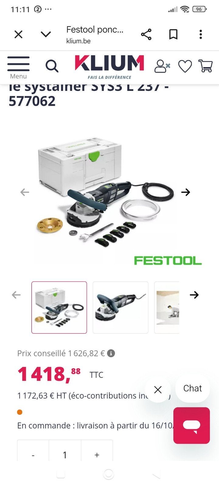 Festool RenoFix RG 130 E-Plus Diamantslijpmachine