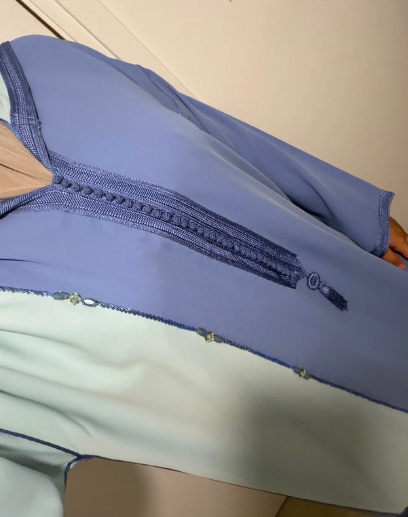 Tweekleurige Marokkaanse Jellaba, Maat 38/40 (M), Overige typen, Blauw, Ophalen of Verzenden