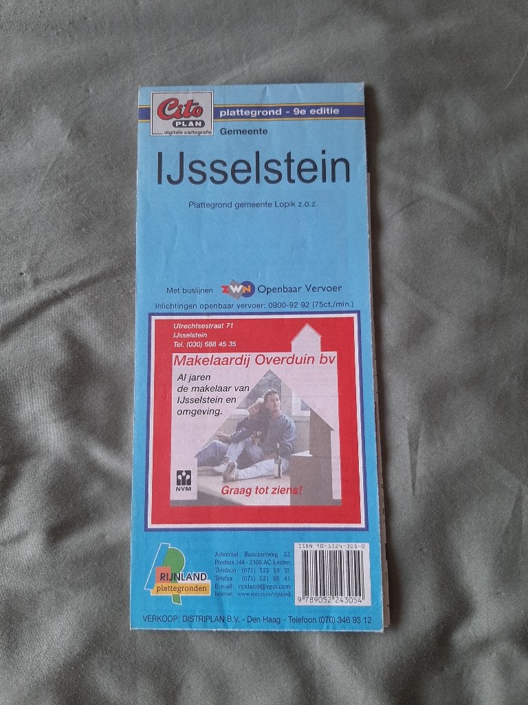 oude 2-zijdige Cito plattegrond IJsselstein + Lopik +/-2000?, Cito Plan, Ophalen of Verzenden, 1800 tot 2000, Nederland