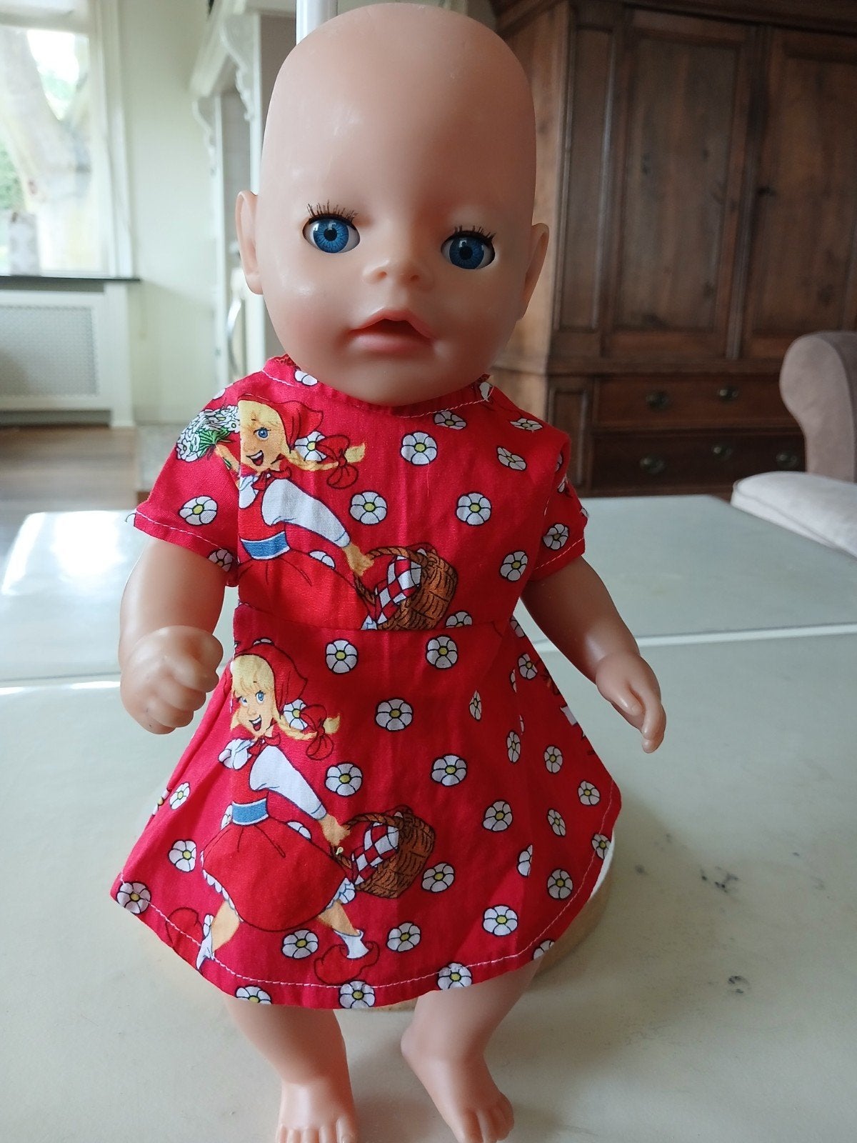 roodkapje jurk baby born pop 36/38, Ophalen of Verzenden, Nieuw, Babypop