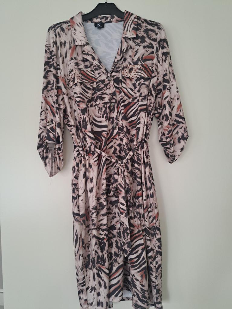 K Design Jurk met Dierenprint en Strass Maat XXL, K Design, Beige, Maat 46/48 (XL) of groter, Ophalen of Verzenden