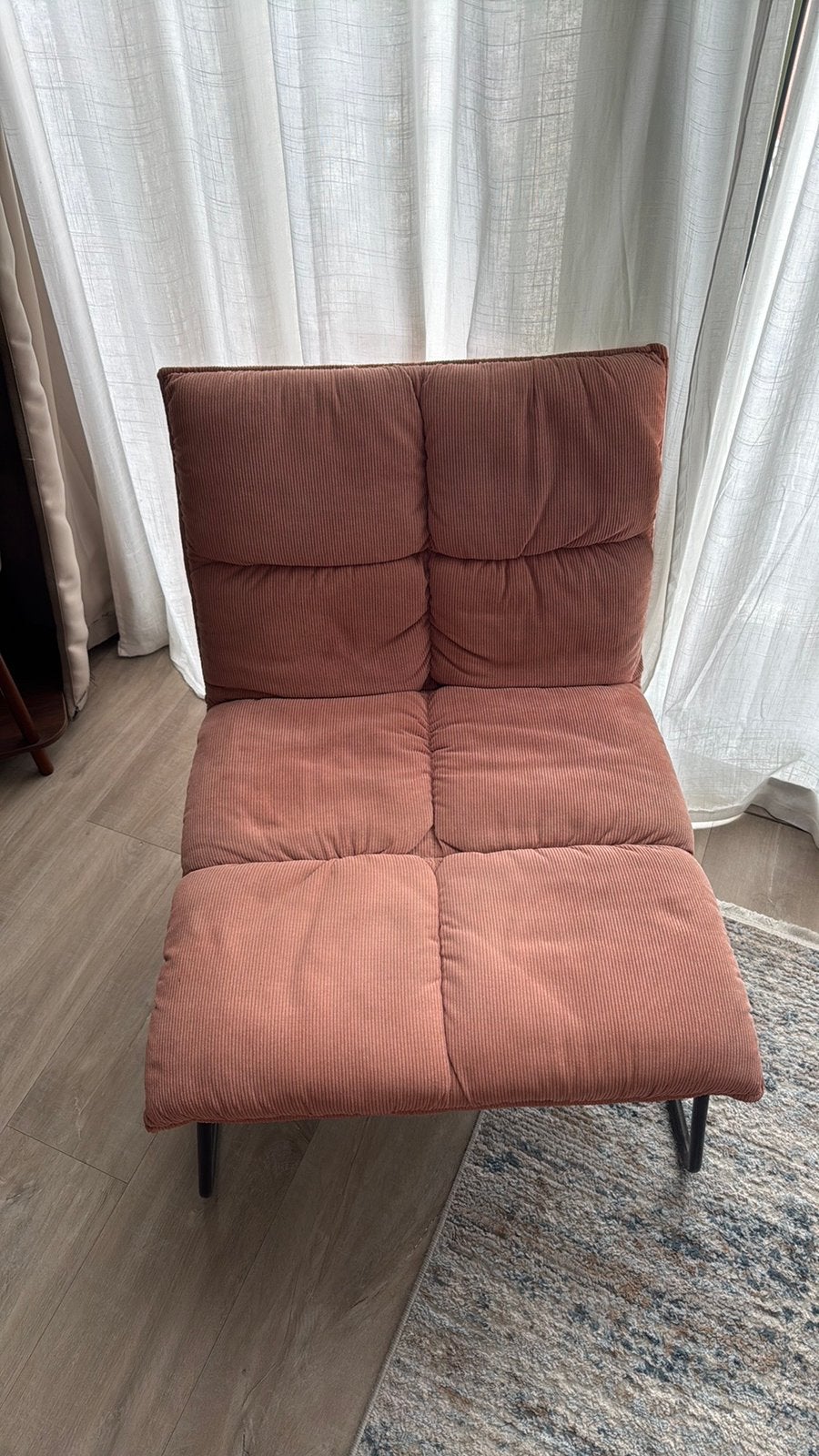 Fauteuil/lounge stoel - corduroy/ribstof, Ophalen, Zo goed als nieuw, 50 tot 75 cm