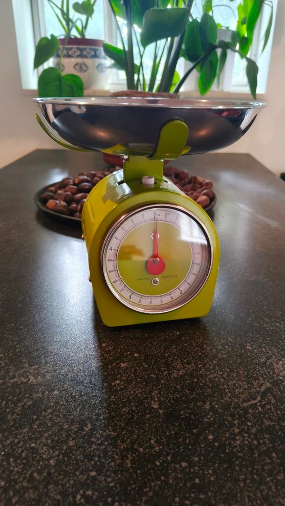 Retro keukenweegschaal - Groen - Max 5kg, Ophalen of Verzenden, Metaal, Overige merken, Groen