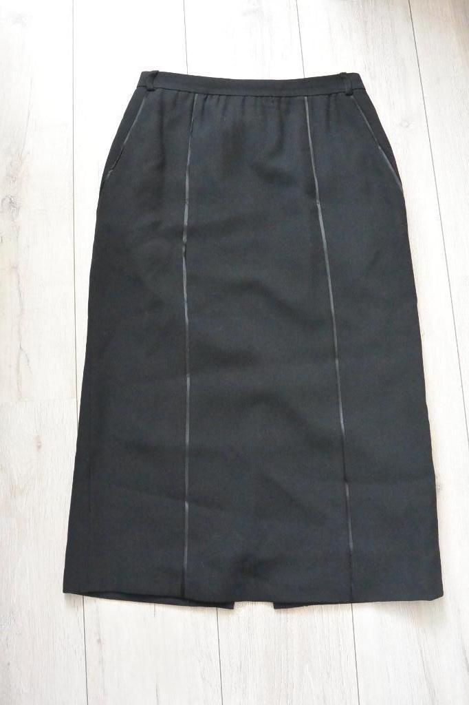 Trevira - Vintage zwarte wollen rok - 38, Kleding | Dames, Rokken, Maat 38/40 (M), Zwart, Ophalen of Verzenden, Zo goed als nieuw