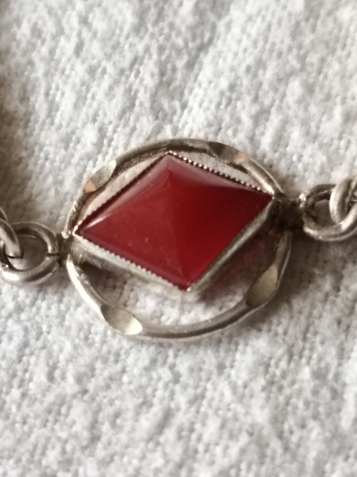Zilveren armband met carneool edelsteen, 17 cm, Ophalen of Verzenden, Zo goed als nieuw, Met edelsteen, Zilver
