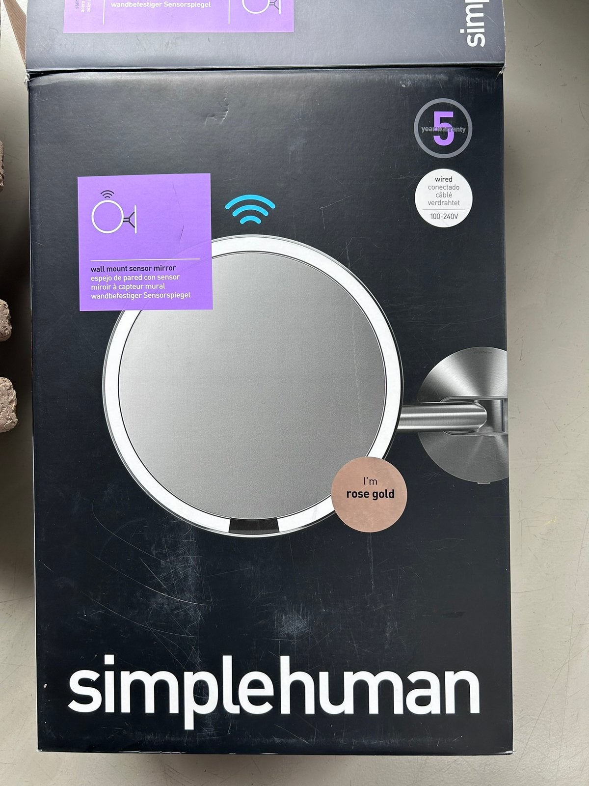 Simplehuman wandspiegel met sensor / roségoud, Ophalen of Verzenden, Zo goed als nieuw