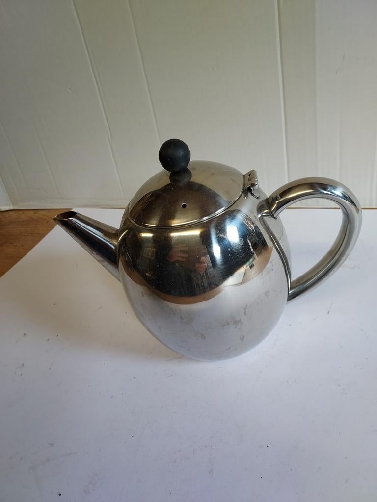 RVS theepot merk Bredemeijer? € 12.50, Antiek en Kunst, Ophalen of Verzenden