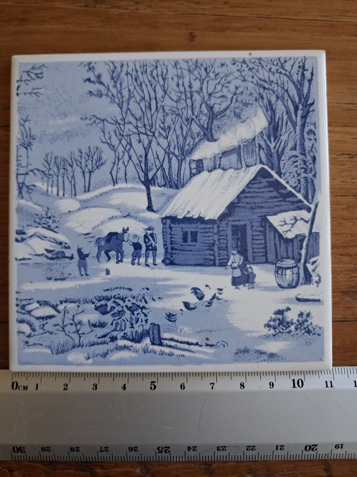 Delfts Blauwe Tegel - Winterlandschap, Antiek en Kunst, Ophalen