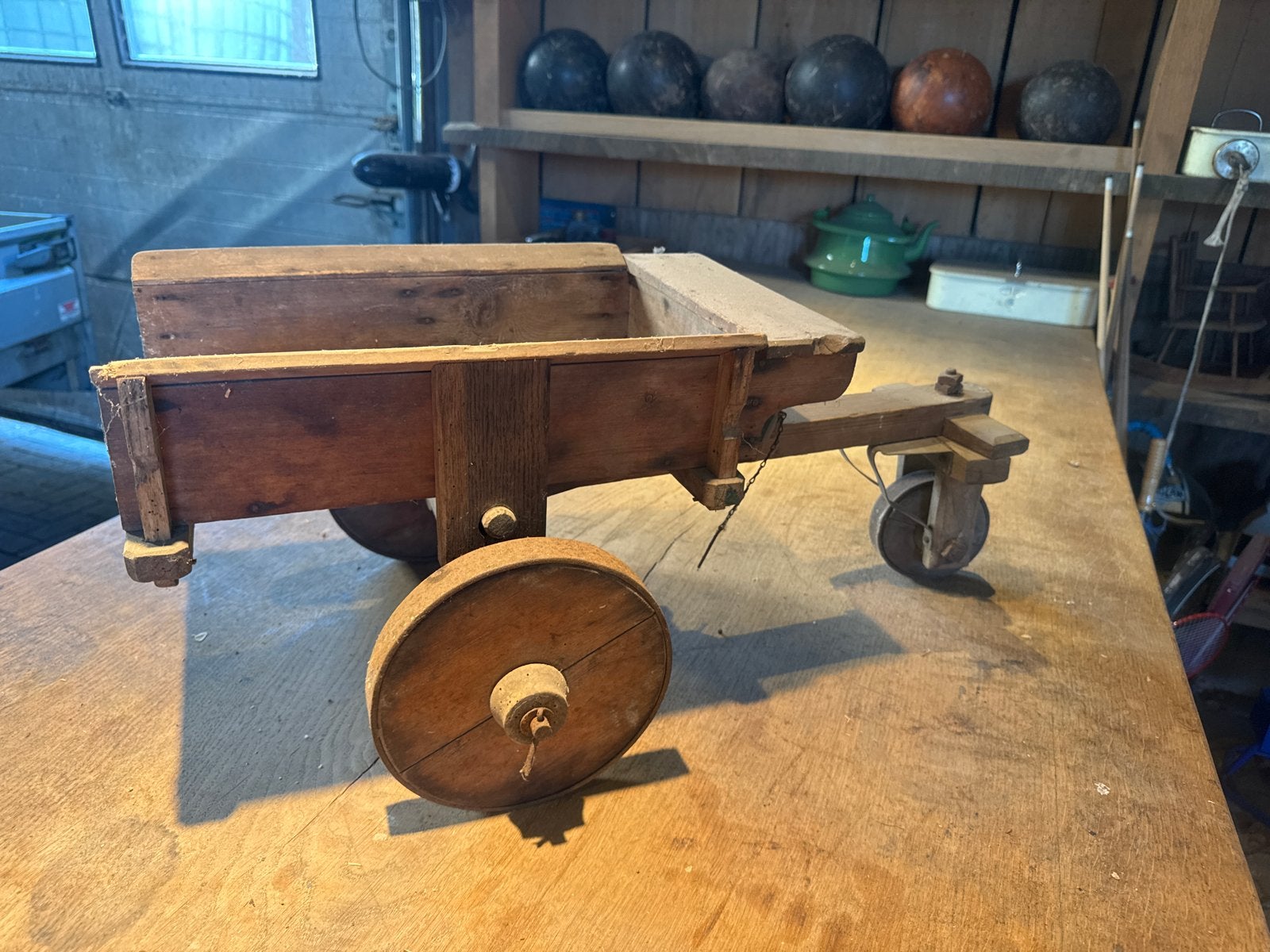 Antieke houten speelgoedwagen - decoratief, Antiek en Kunst, Ophalen