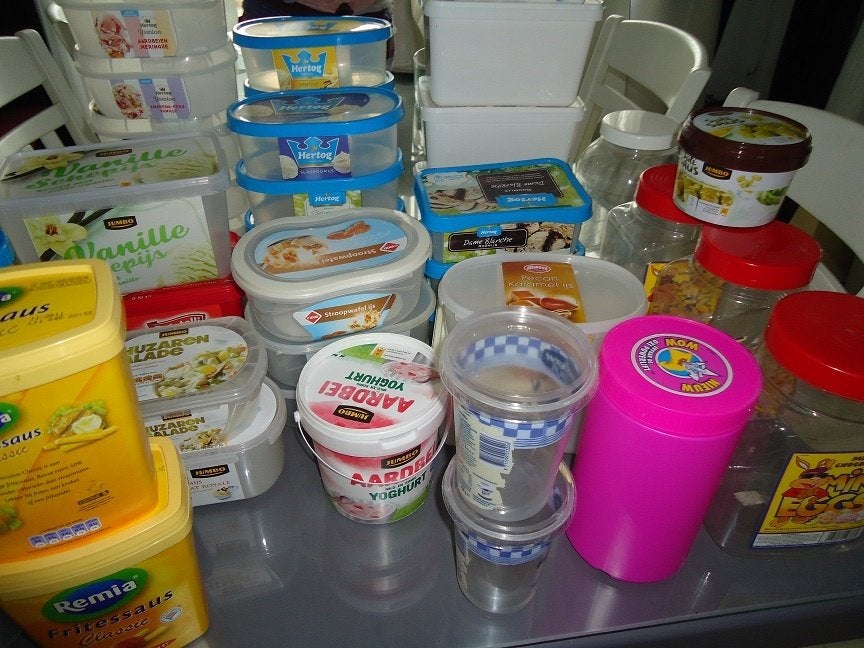 49 plastic voorraaddozen en emmertjes, Overige typen, Ophalen of Verzenden, Gebruikt, Kunststof
