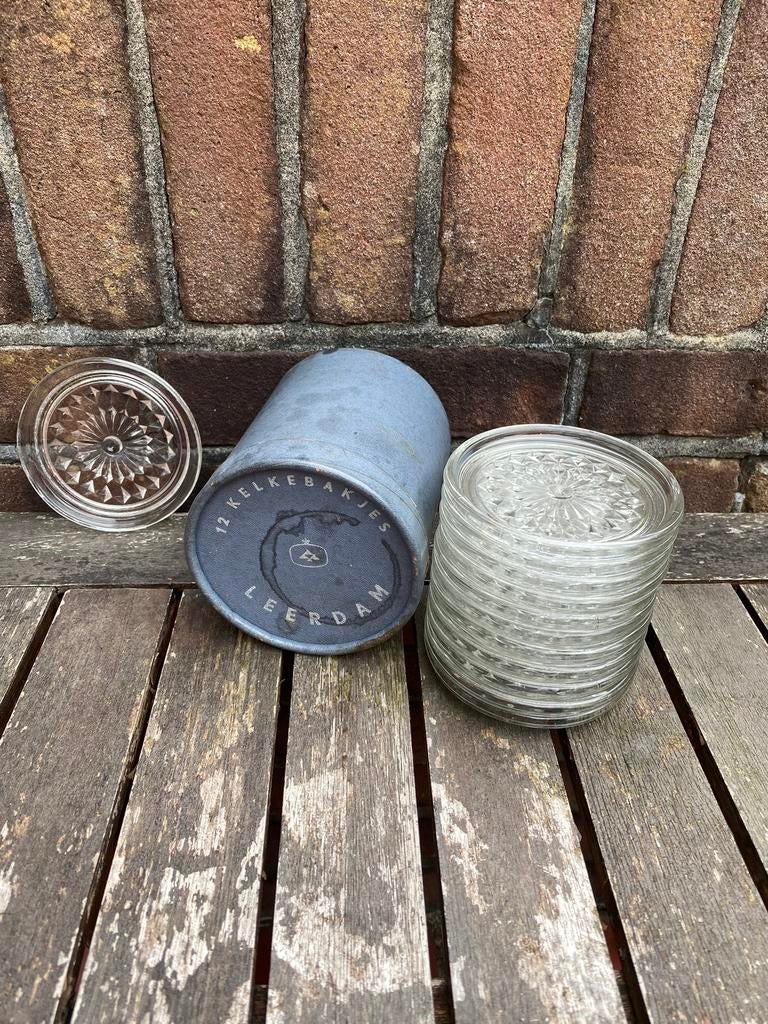 12 Glazen onderzetters / kelkebakjes Glasfabriek Leerdam, Ophalen of Verzenden