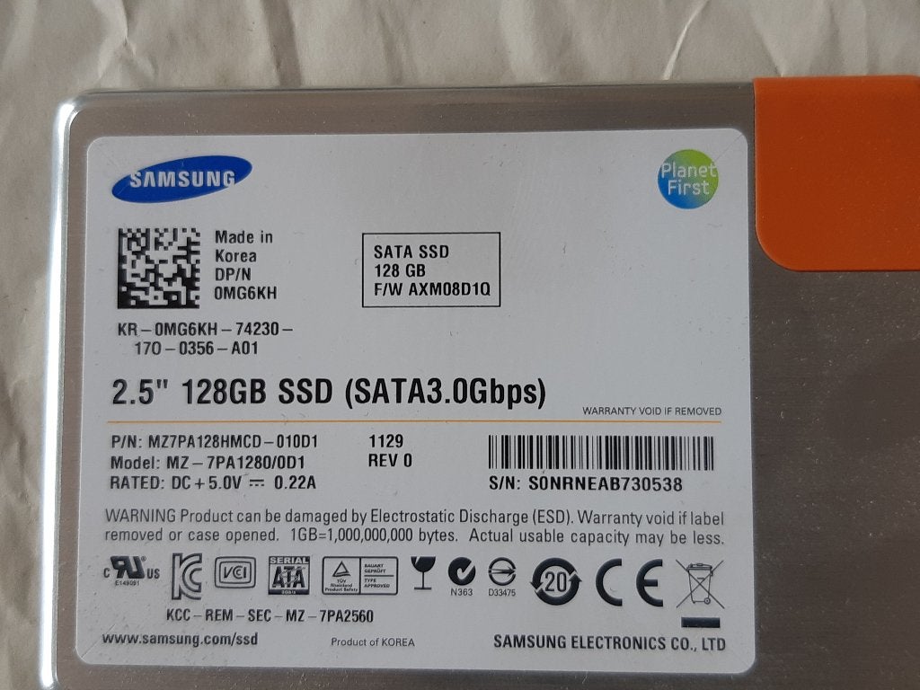 Samsung 128Gb SSD, Intern, Gebruikt, Ophalen of Verzenden, Samsung