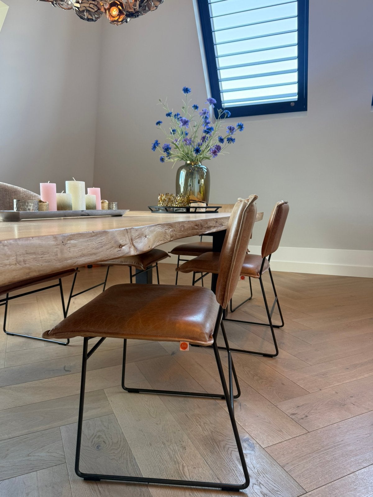 Jess Design Norman Eetkamer 6 stoelen, Bruin, Leer, Ophalen of Verzenden, Zo goed als nieuw