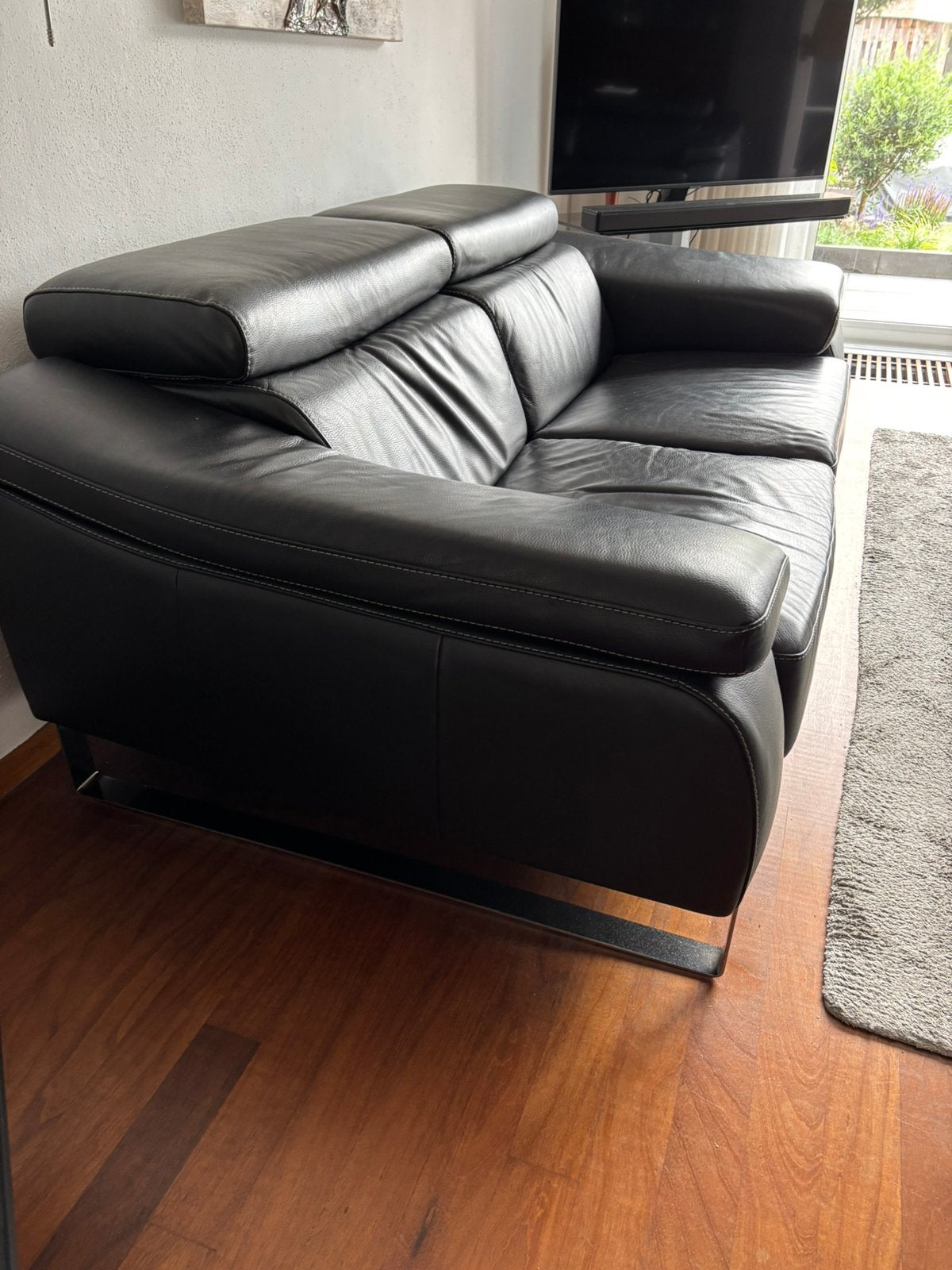 Leren tweezitsbank, Ophalen, Gebruikt, 150 tot 200 cm, Tweepersoons