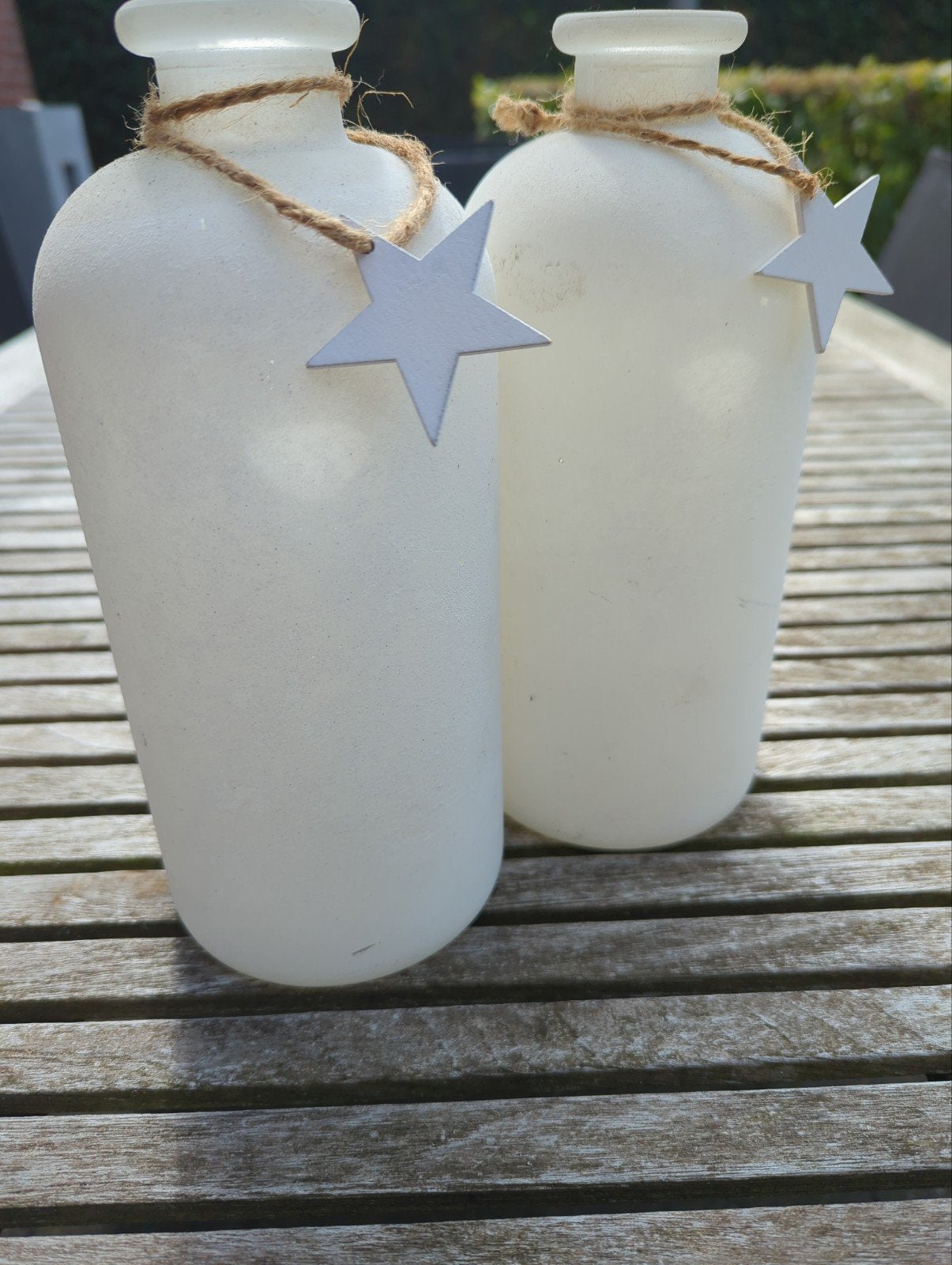Decoratie flessen, Ophalen, Wit, 25 cm, Glas