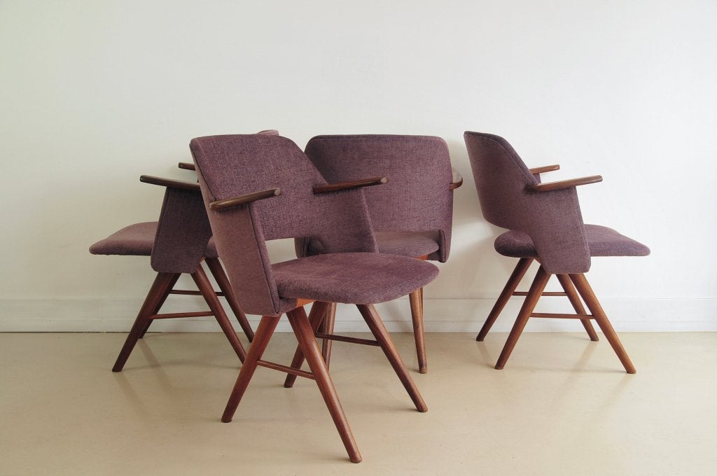 set x4 Pastoe FT30 stoelen Cees Braakman, Huis en Inrichting, Gebruikt, Bruin, Vintage, Ophalen of Verzenden