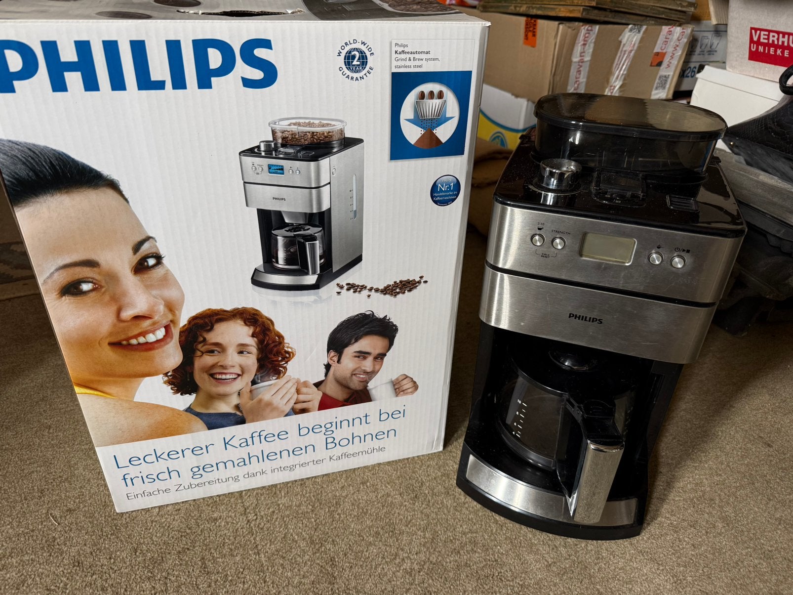 Philips bonen/filter koffiezetapparaat, Gebruikt, Koffiemachine, 4 tot 10 kopjes, Koffiebonen