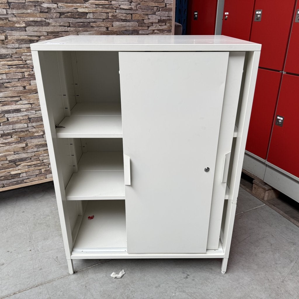 Witte metalen schuifdeurkast - 110x80x55 cm, Niet ingevuld, Gebruikt, Niet ingevuld, Niet ingevuld