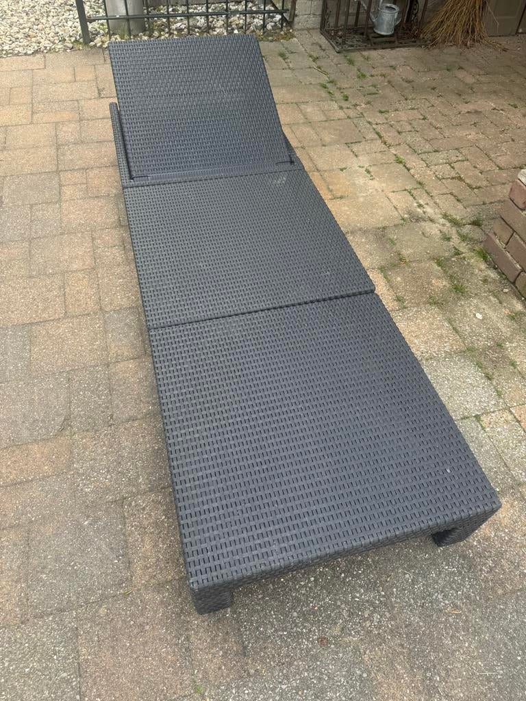 Allibert Daytona Ligbed - Grijs Wicker met Kussen, Ophalen, Zo goed als nieuw, Wicker, Verstelbaar