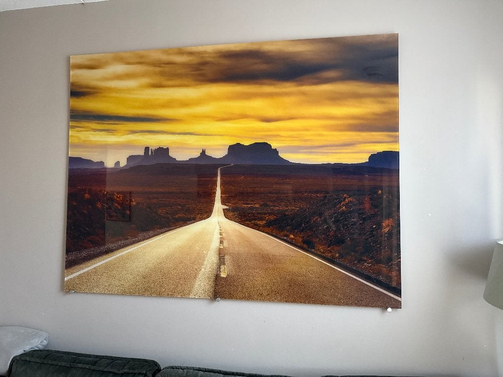 Grote plexiglas wanddecoratie – Amerikaanse woestijn, Huis en Inrichting, Ophalen, Gebruikt, 125 cm of meer, Foto of Poster