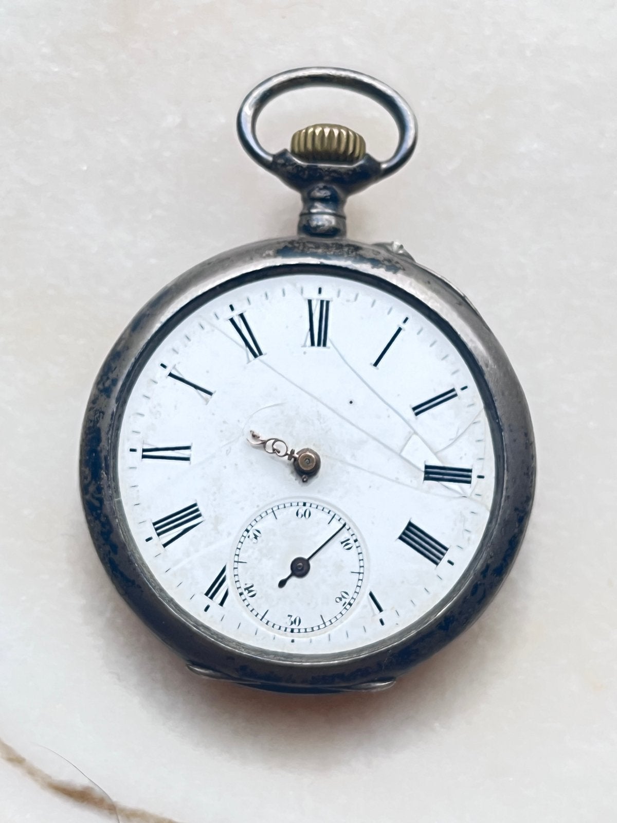 Antiek Zwitsers/Duits .800 Zilveren Zakhorloge (defect), Overige merken, Zakhorloge, Ophalen of Verzenden, Voor 1900